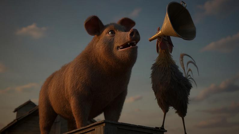 Cena de A Revolução dos Bichos (2025), adaptação dirigida por Andy Serkis baseada na obra de George Orwell, publicada em 1945. (Foto: Animal Farm/Divulgação/Aniventure)