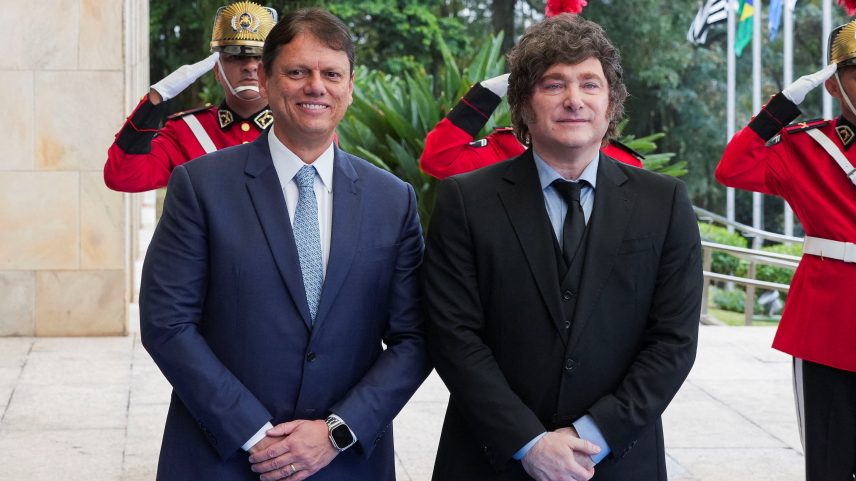 Presidente da Argentina, Milei, encontra Tarcísio em tapete azul