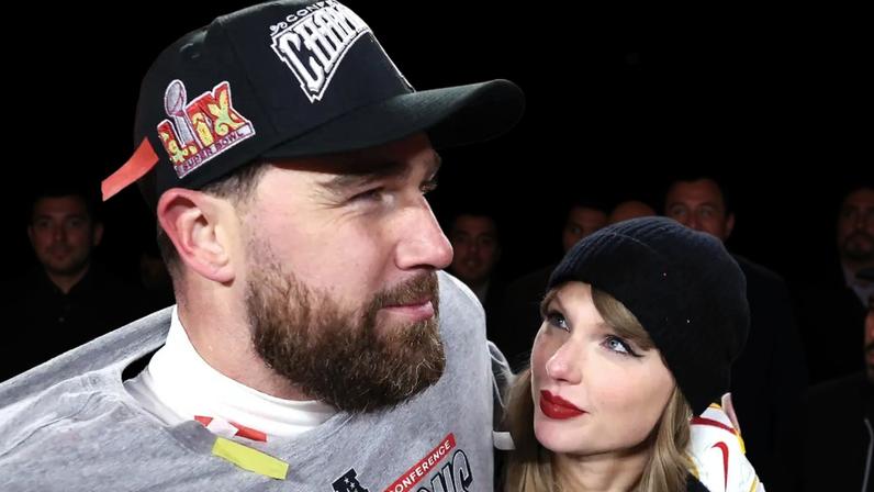 ESTRELAS - Travis Kelce e sua agora noiva Taylor Swift: o atleta dos Chiefs é um dos destaques da partida no país (Jamie Squire/Getty Images)