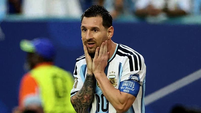 Argentina's forward #10 Lionel Messi reacts during the 2026 World Cup round of 32 football match between Argentina and Cape Verde at the Miami Stadium in Miami Gardens on July 3, 2026.