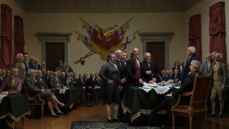 Pintura de John Trumbull retratando a elaboração da Declaração de Independência dos Estados Unidos, em 1776. (Foto: Domínio público)