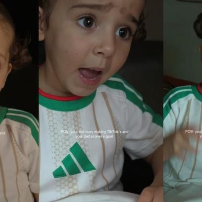 Filha de craque argelino viraliza ao comemorar gol do pai