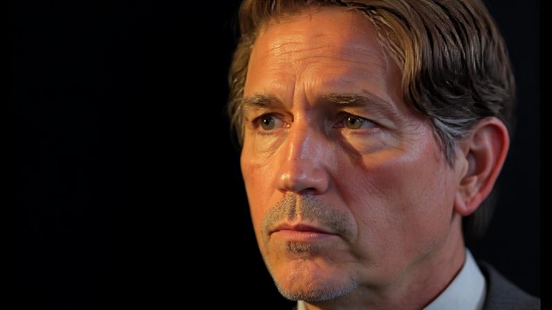 O ator Jim Caviezel caracterizado como Jair Bolsonaro para o filme 'Dark Horse'