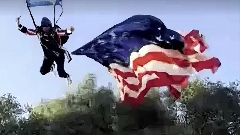 Vídeo flagra paraquedista caindo em tenda no Folsom Pro Rodeo, na Califórnia