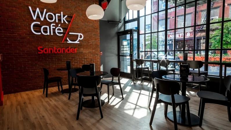 Espaço misto de coworking e cafeteria do Santander, chamado de Work Café (Divulgação/Divulgação)
