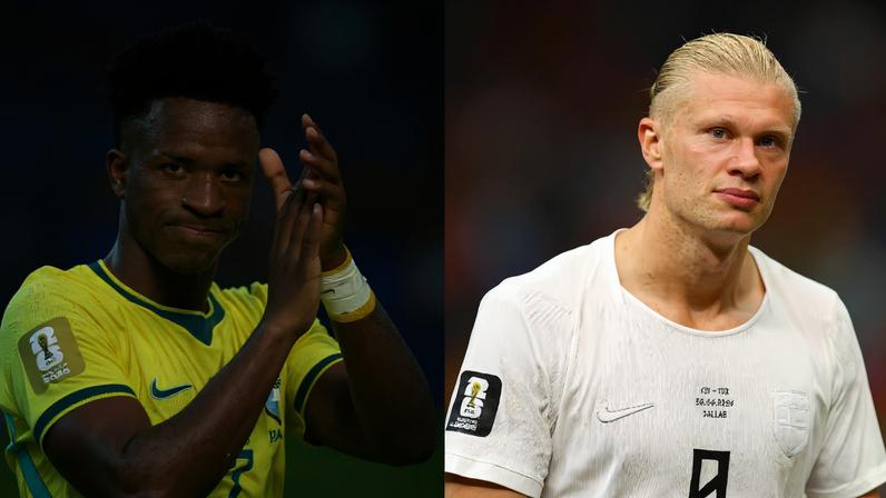 Vini Jr. e Haaland são os grandes nomes do duelo de hoje, entre Brasil e Noruega