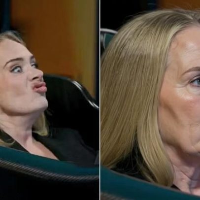Adele participa de corrida de Fórmula 1 em simulador e fãs compartilham reações