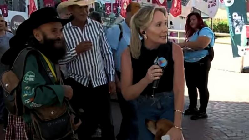 Cachorro come equipamento durante transmissão ao vivo do SBT