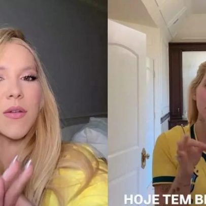 Virginia chega cedo ao estádio para jogo do Brasil e curte camarote