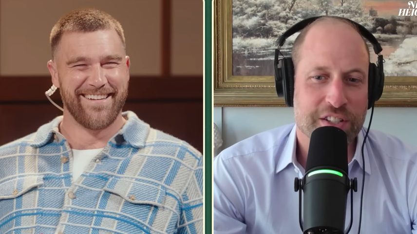 Travis Kelce conversou com o príncipe William. Quem também apresenta o podcast é o irmão de Travis, Jason Kelce — Foto: Reprodução/redes sociais