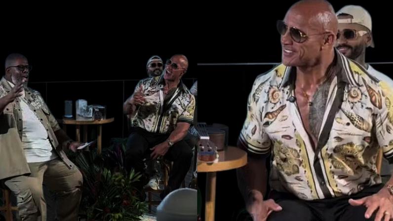 The Rock surge ao lado de Péricles curtindo samba no Rio — Foto: reprodução/instagram