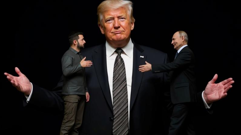 Imagem colorida de Trump, Putin e Zelensky - Metrópoles