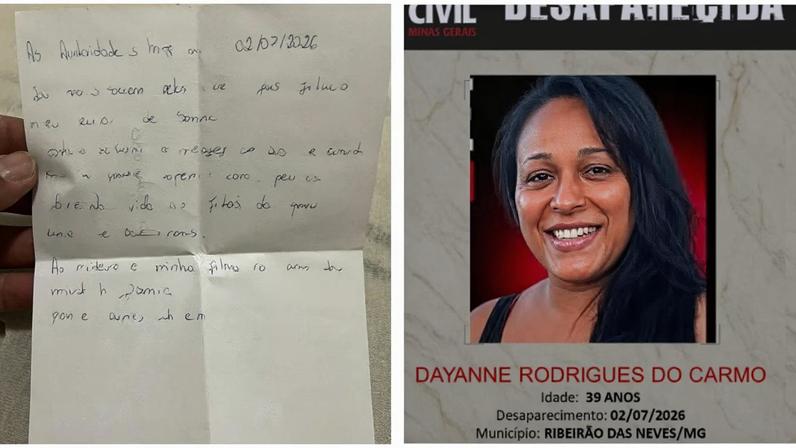 Dayanne disse que vinha sofrendo ameaças de agiotas em carta escrita à mão