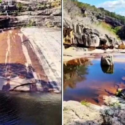 Mulher cai de pedra usada como tobogã em cachoeira e resgate com helicóptero