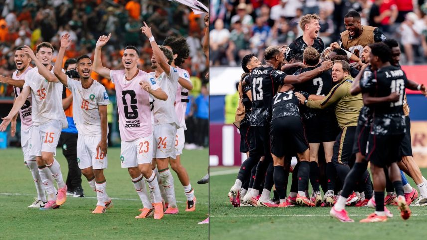 Marroquinos (à esquerda) e canadenses fazem duelo decisivo pelas oitavas de final da Copa do Mundo neste sábado (4/7)