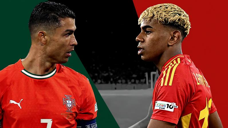 Foto colorida de Cristiano Ronaldo e Lamine Yamal - Metrópoles