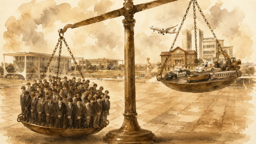 Burocracia e máquina administrativa consome boa parte da arrecadação, prejudicando a oferta de serviços públicos. (Foto: Imagem criada utilizando Google Flow e ChatGPT/Gazeta do Povo)