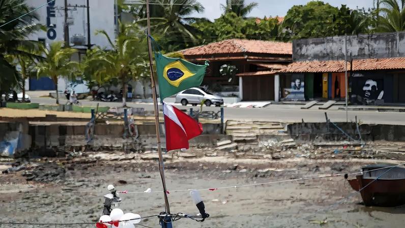 Bandeira do Brasil e do Pará, estado da Amazônia Legal.