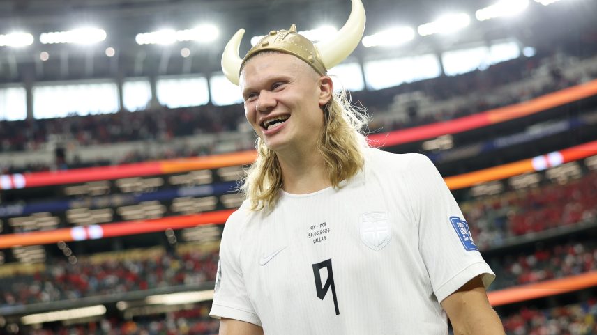 Erling Haaland comemora gol em Noruega x Senegal na Copa do Mundo 2026 — Foto: Getty Images
