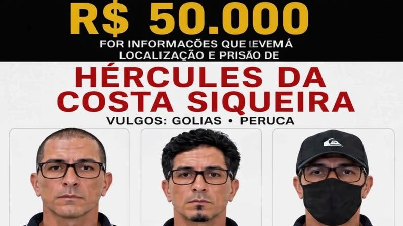 Polícia de SP oferece recompensa a quem der informações sobre paradeiro de Hércules da Costa Siqueira, o Golias, suspeito de ter baleado tenente da Rota em SP