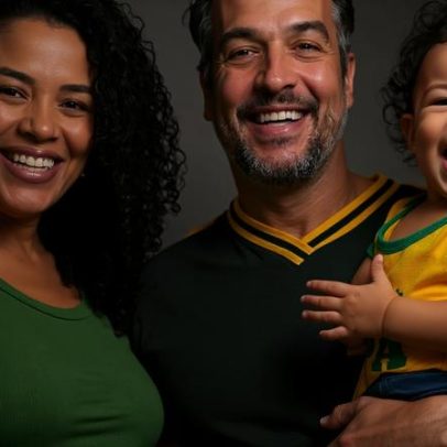 Grávida Lucy Ramos exibe barriguinha em foto de família antes do jogo do Brasil