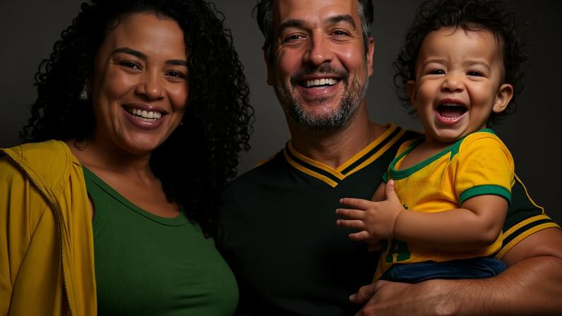 Grávida, Lucy Ramos exibe barriguinha em foto em família antes de jogo do Brasil: 'Simbora'