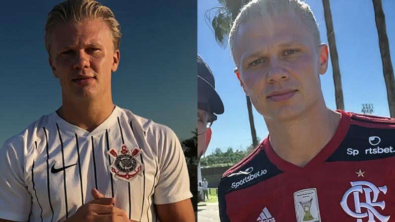 Haaland já posou com camisas de times brasileiros