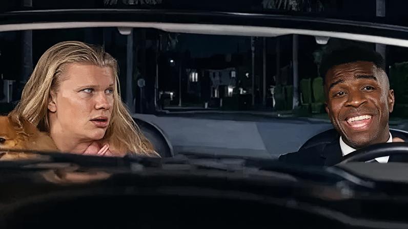 Haaland e Vini Jr. em vídeo feito por IA recriando cena de "As Branquelas"