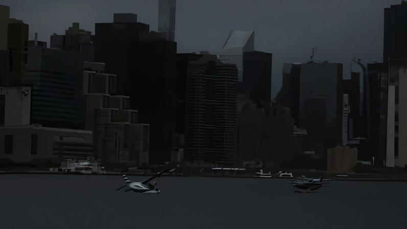 Imagem colorida mostra momento em que hidroavião cai em rio em Nova York - Metrópoles