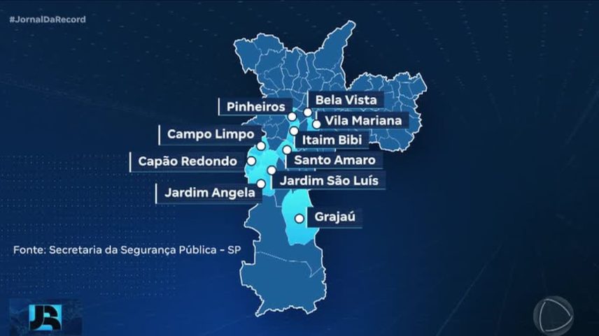 Capão Redondo e Pinheiros lideram roubos em SP, aponta SSP