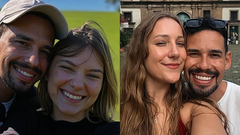 À esquerda, Lucas Borbas e Isabel Veloso; à direita, Diulia Loregian e Lucas Borbas