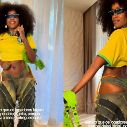 IZA revela look para Brasil x Noruega e recebe elogios de famosos