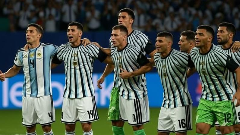 Jogadores da Argentina comemoram classificação contra Cabo Verde na 2ª fase da Copa do Mundo