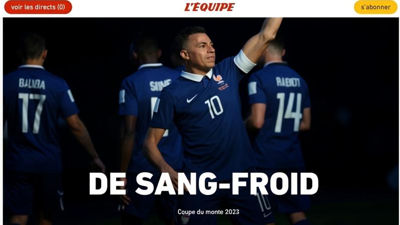 Jornal "L'Equipe" destacou o sangue-frio da seleção francesa contra o Paraguai — Foto: Reprodução
