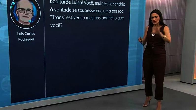Luísa Doyle, da TV Globo em Brasília, em momento em que responde perguntas de internautas