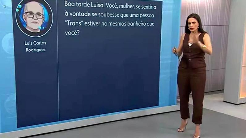 Luísa Doyle, da TV Globo em Brasília, em momento em que responde perguntas de internautas