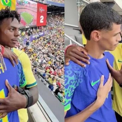 Luva de Pedreiro é consolado por Speed após eliminação contra a Noruega