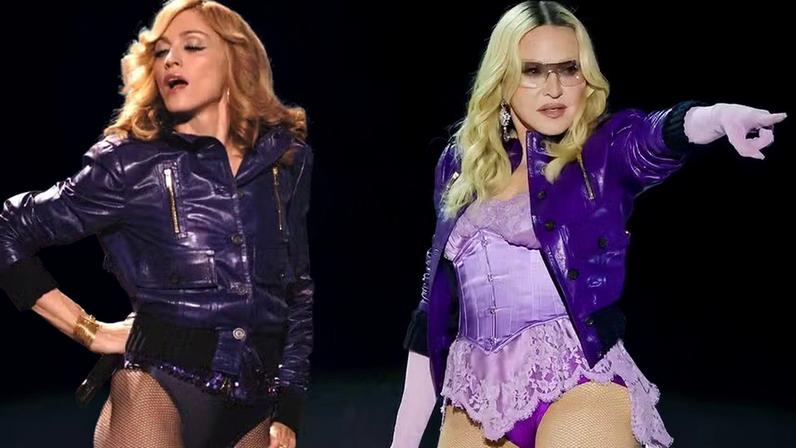 As jaquetas bomber definiram o estilo de Madonna na pista de dança e voltaram para 'Confessions II'. — Foto: Getty Images