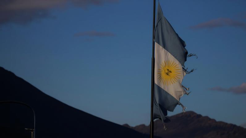 An Argentinean damaged flag flutters at the Malvinas Falklands war Memorial in Ushuaia, Argentina, Sunday, April 1, 2012. April 2 marks the thirtieth anniversary of the military confrontation when the country was defeated by the United Kingdom for the rem