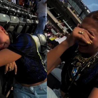 Mari Menezes aparece inconsolável na arquibancada após derrota do Brasil