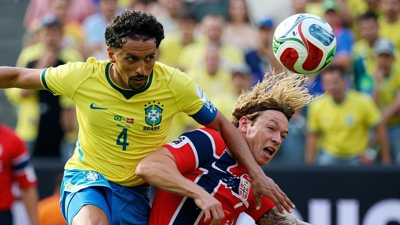 Marquinhos durante Brasil x Noruega na Copa do Mundo