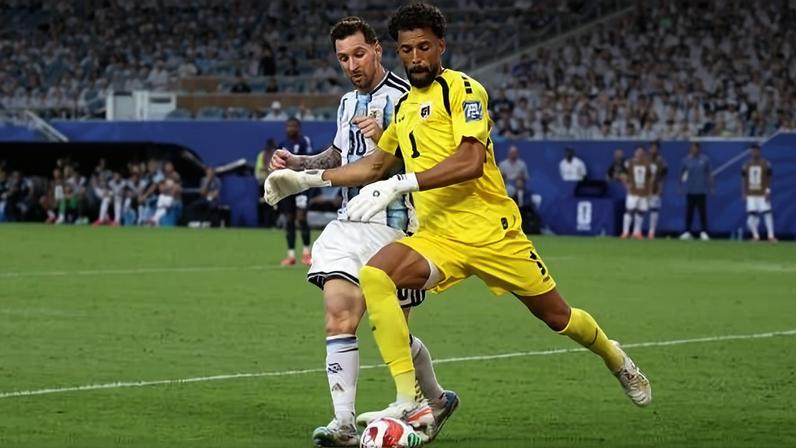 Messi e Vozinha brigam pela bola em Argentina x Cabo Verde, jogo da Copa do Mundo