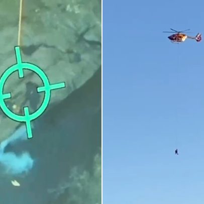 Bombeiro resgata mulher em trilha de MG com rapel de helicóptero