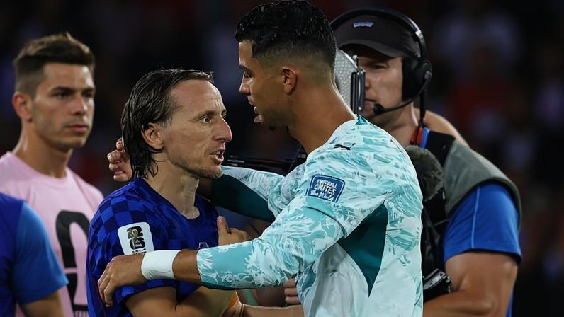 Modric e Cristiano Ronaldo após jogo Portugal e Croácia na Copa 2026