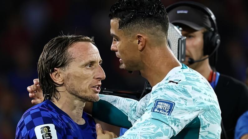 Modric e Cristiano Ronaldo após jogo Portugal e Croácia na Copa 2026