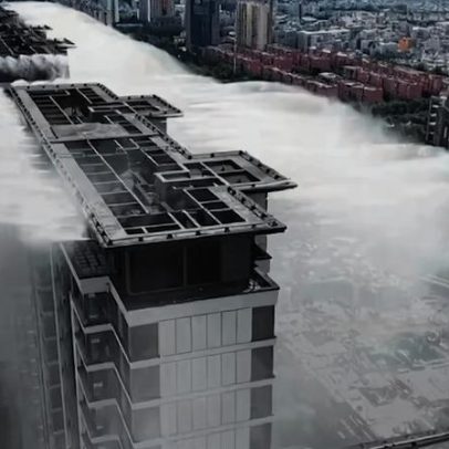 Prédios na China lançam chuva artificial para combater calor extremo