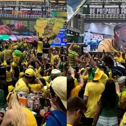 Torcida brasileira nos EUA transforma shopping em Maracanã para Brasil x Noruega