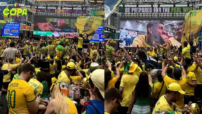 Torcida brasileira nos EUA transforma shopping em Maracanã para Brasil x Noruega