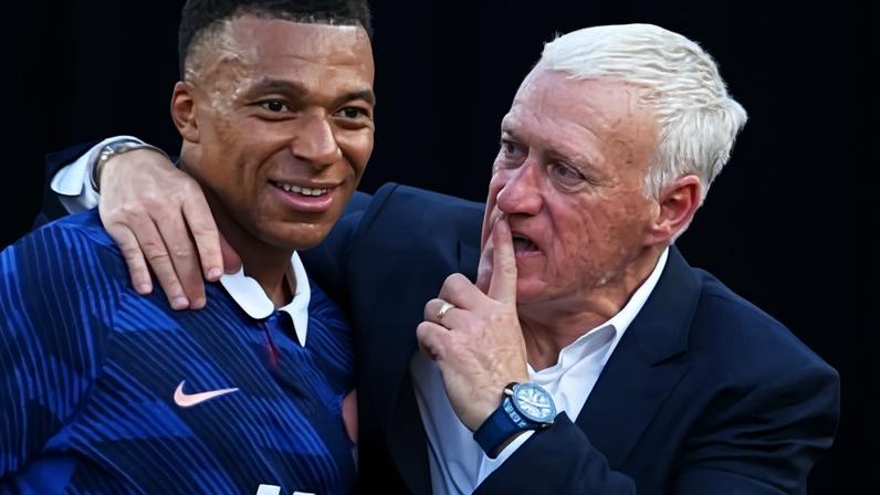 Didier Deschamps e Kylian Mbappé comemoram vitória contra Paraguai