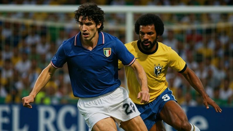 Paolo Rossi e Júnior durante Brasil x Itália, na Copa do Mundo de 1982